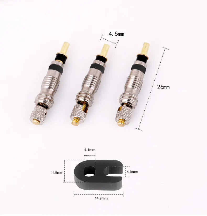 Deemount Presta Valve Core Replacement — Brass FV Nozzle with Alloy Remover Tool for MTB & Road Bikes
