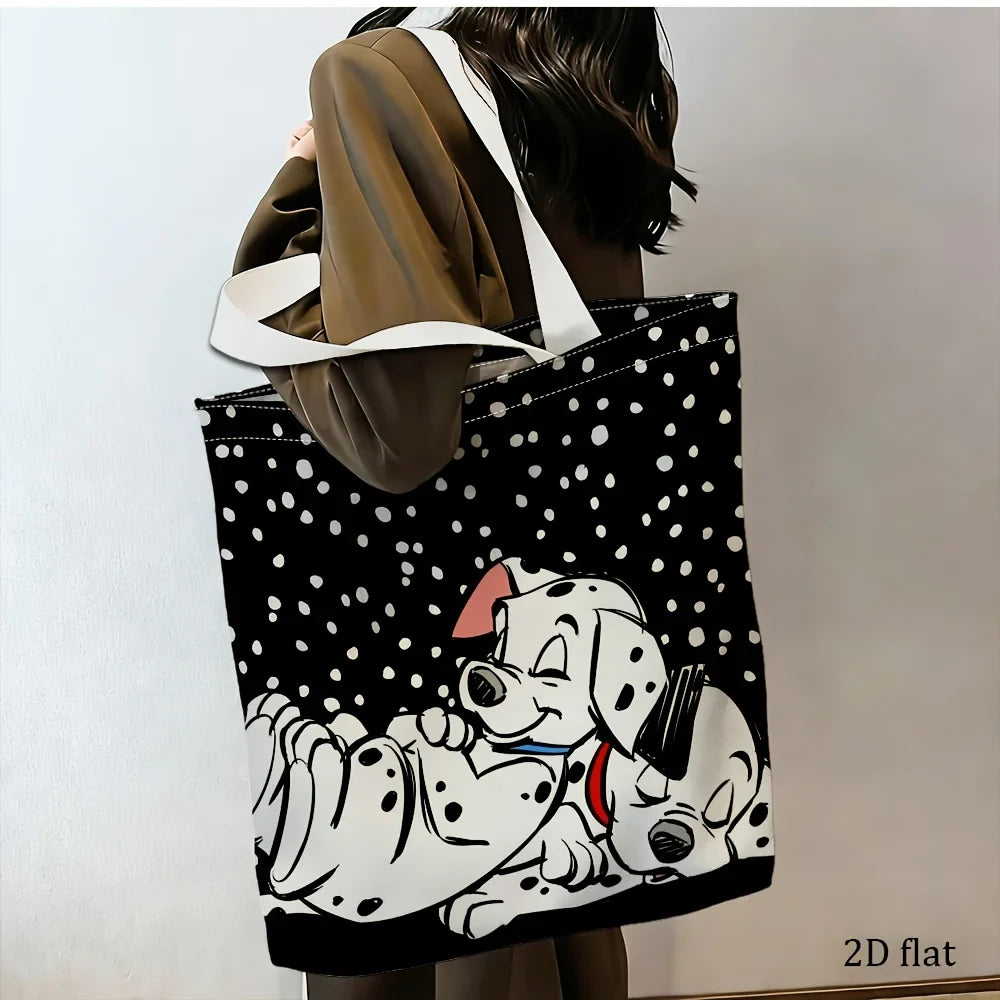 101 Dalmatians Polka Dot Tote Bag – Reusable Canvas Shopping Bag for Daily Use, Travel, School & Eco-Friendly Carry-All Handbag