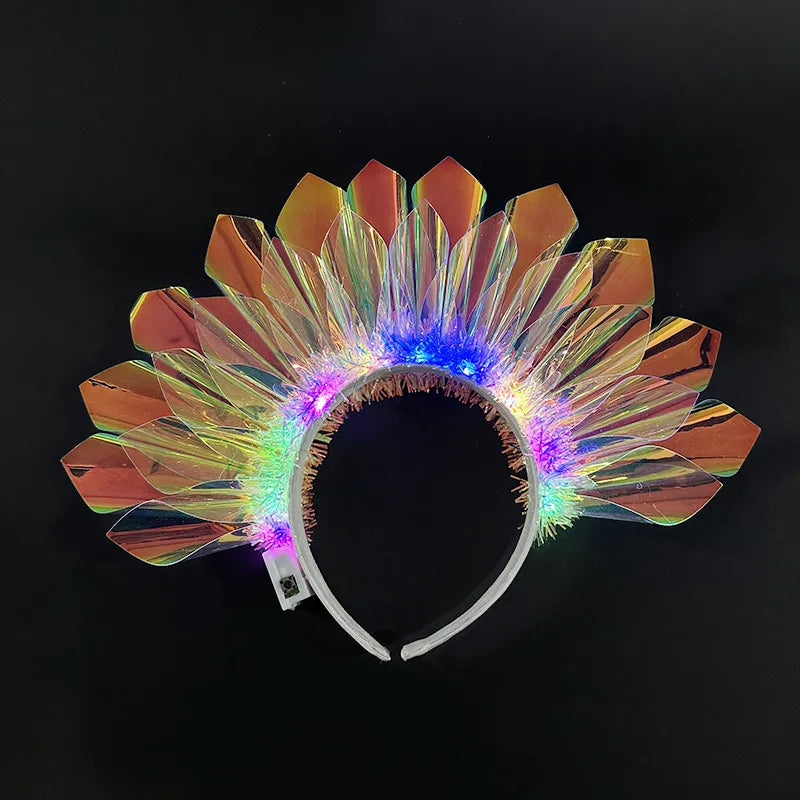 Women's Glowing Light-Up Headband - Luminous Laser Hair Hoop for Nightclub, Party, and Christmas Costume