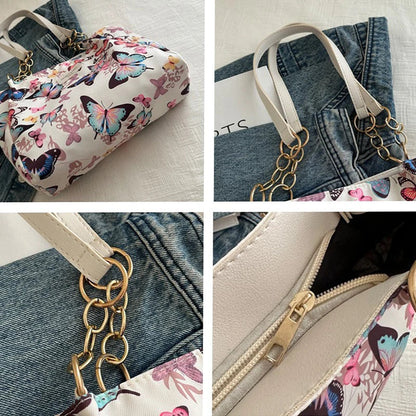 Women’s Nylon Animal Print Shoulder Tote Bag – Large Capacity Casual Handbag for Teen Girls Gift