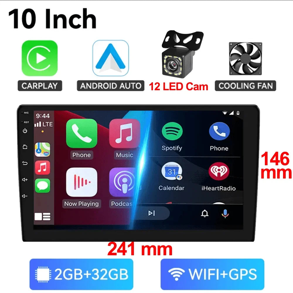7/9/10-Inch Android 13 Car Radio - Wireless CarPlay, Bluetooth, 64GB Multimedia Stereo