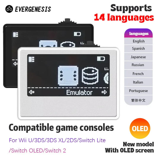 Smart NFC Emulator with OLED Display – AMB iNFC Pixel Style Accessory for Switch & Switch 2 (IC/NTAG)