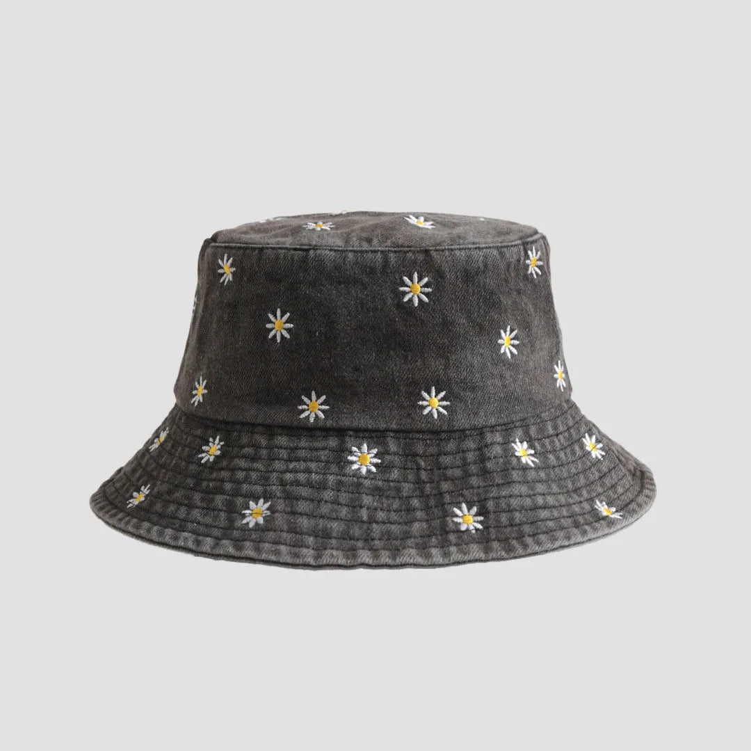 Embroidered Denim Bucket Hat – Summer Beach Fisherman Sun Hat for Men & Women | Cute Travel Cotton Sun Protection Cap, Wholesale Style