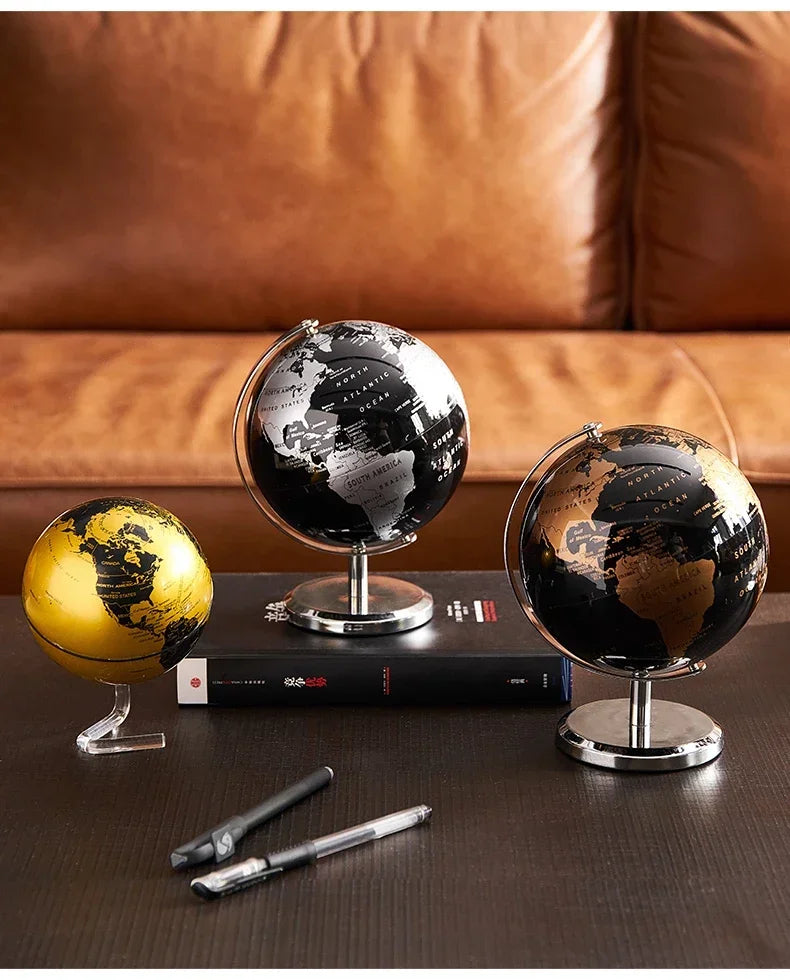 Rotating World Globe with Metal Base – Educational Geography Globe for Children, Classroom Learning Stand