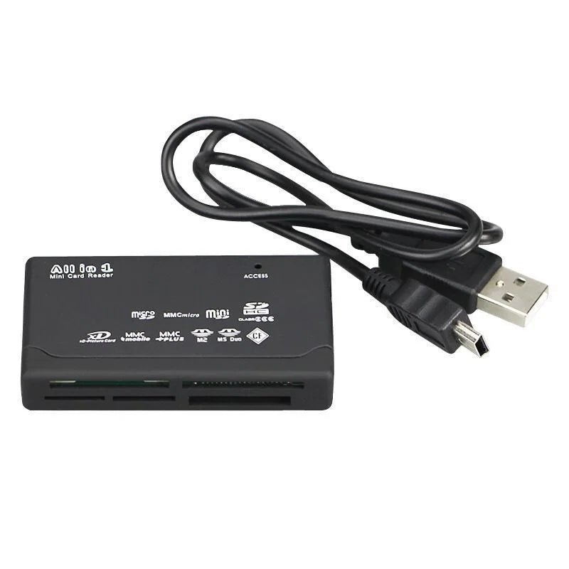 USB 2.0 Mini Memory Card Reader - Multifunctional All-in-One, 480Mbps, Supports TF, M2, XD, CF, Micro SD Cards