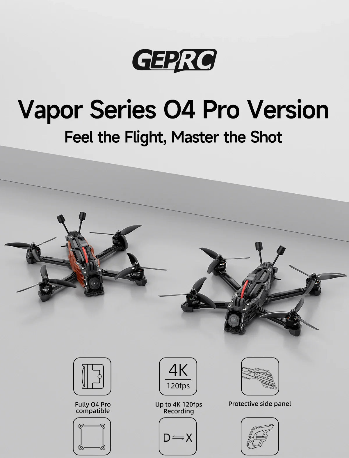 GEPRC Vapor-X5 D5 HD FPV Drone 5" – 4K 120fps Recording, O4 Air Unit, 2207E 1960KV Motor, Freestyle Quadcopter