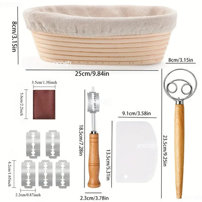 Professional Baking Kit – 24oz Sourdough Starter Jar, Pastry Mat, Scraper, Bread Knife & Gloves for Home DIY Baking