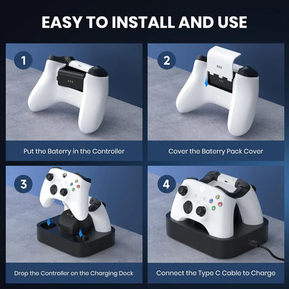 NEWDERY Xbox Controller Charging Station — Fast Charge Dock for Xbox One, Series X & S with 2×1100mAh Battery Packs