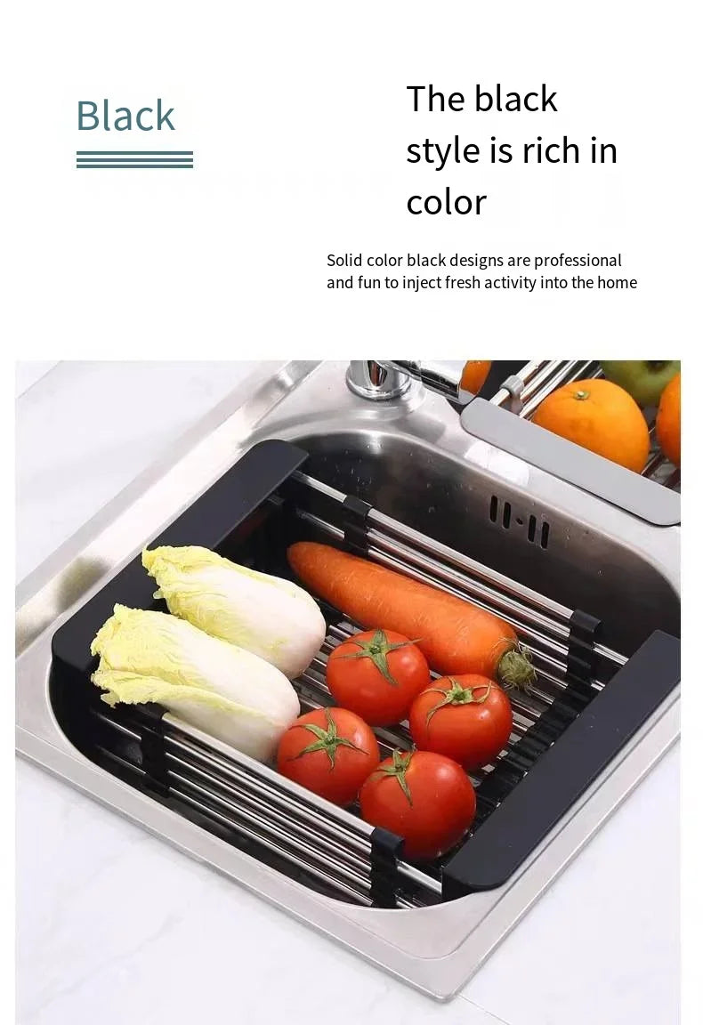 Folding Stainless Steel Kitchen Sink Drain Rack – Space-Saving Dish Drain Basket & Sink Organizer