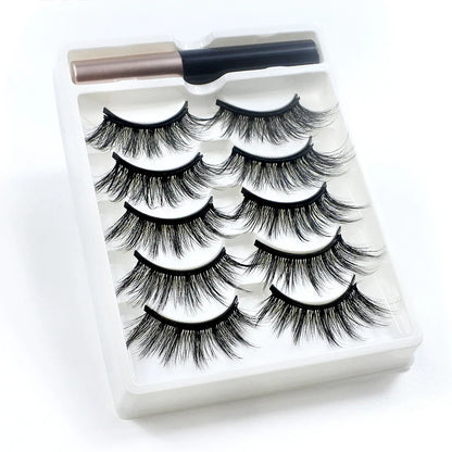REDSIREN 5 Pairs Magnetic Eyelashes with Eyeliner – Reusable Thick Natural False Lashes