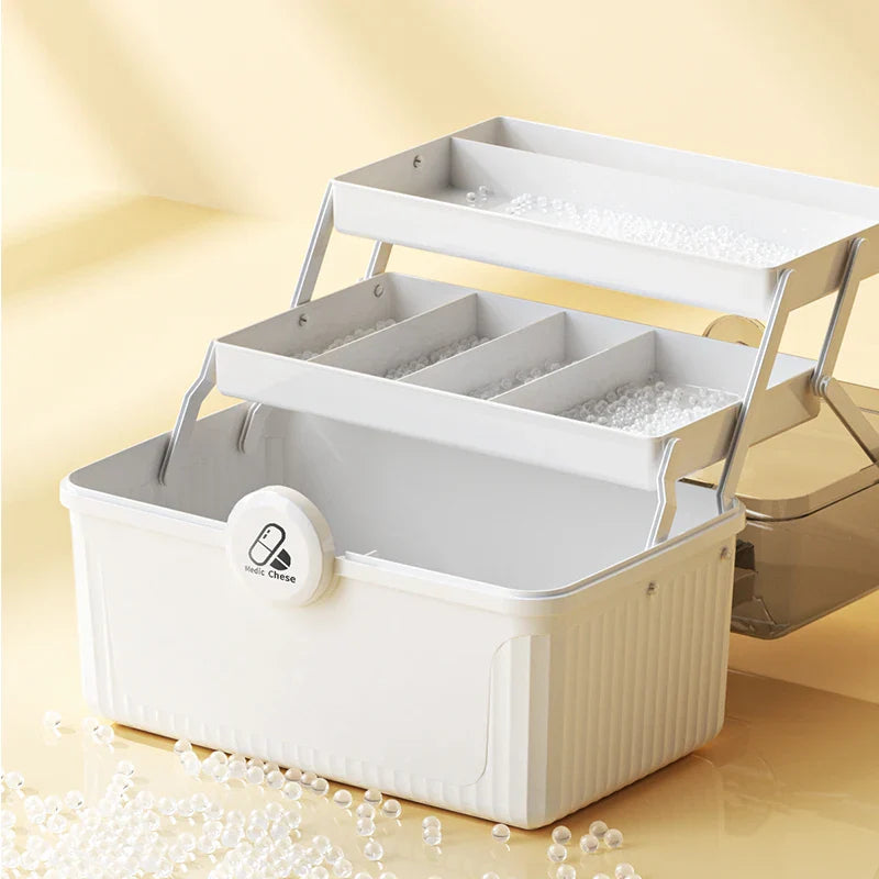 AiQUE Portable Medicine Organizer – Weekly Pill Storage Box with Large Capacity and Cutter for Home Use
