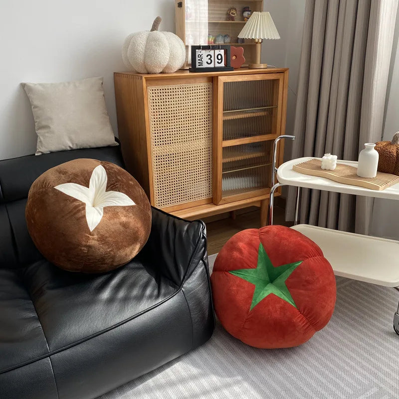 Sofa Bay Window Cushion – Cute Mushroom & Tomato Pillow for Bedroom Room Decoration, Ins Style Ornament