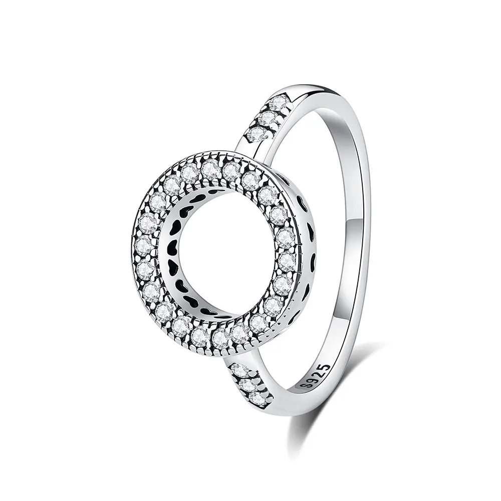 925 Sterling Silver Women’s Ring – Crown, Heart & Wishbone Design with Crystal, Rose Gold Engagement & Wedding Jewelry