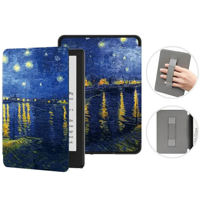 SA568B Leather Case for Kindle Paperwhite 12th Gen 2024 Signature Edition – 7-Inch Cover with Hand Strap & Auto Sleep