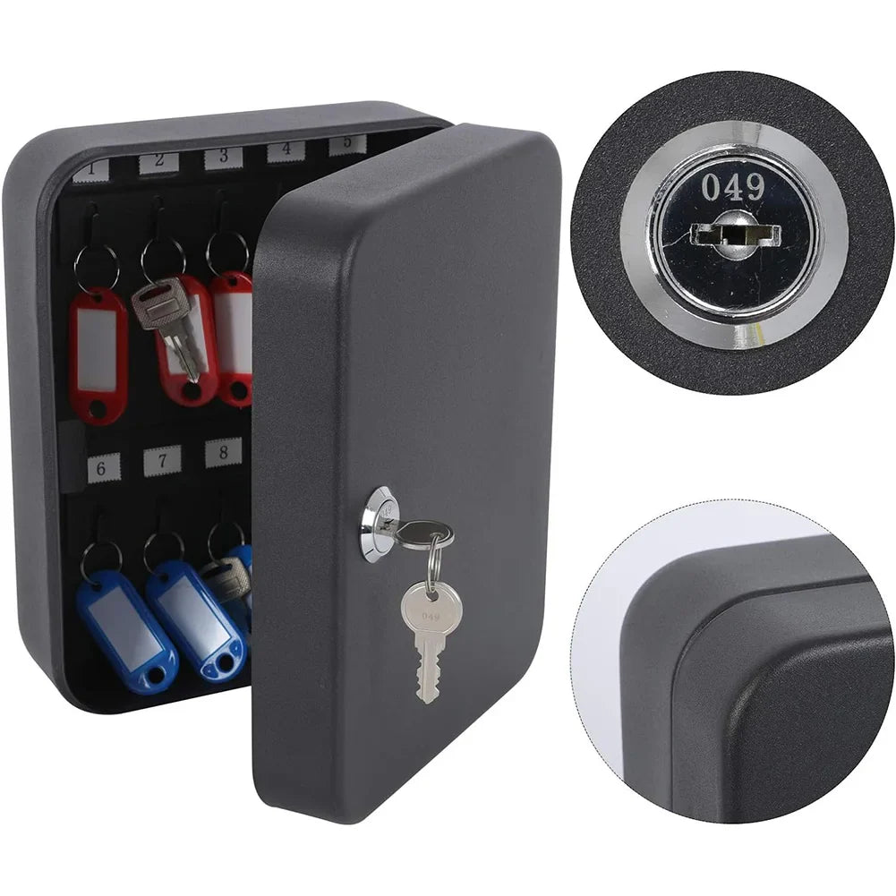 Combination Key Cabinet – Wall-Mounted 20 Key Organizer with Key/Code Lock for Secure Key Storage