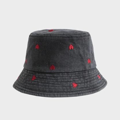 Embroidered Denim Bucket Hat – Summer Beach Fisherman Sun Hat for Men & Women | Cute Travel Cotton Sun Protection Cap, Wholesale Style