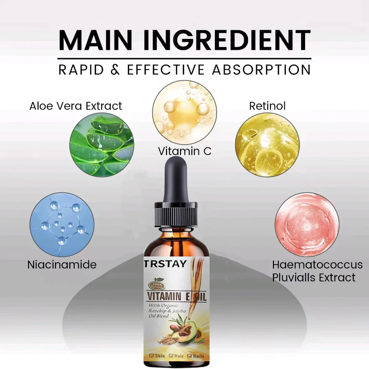 100% Pure Natural Vitamin E Oil — Cold-Pressed Avocado Essential Oil for Face & Body, Moisturizing Massage & Spa Serum