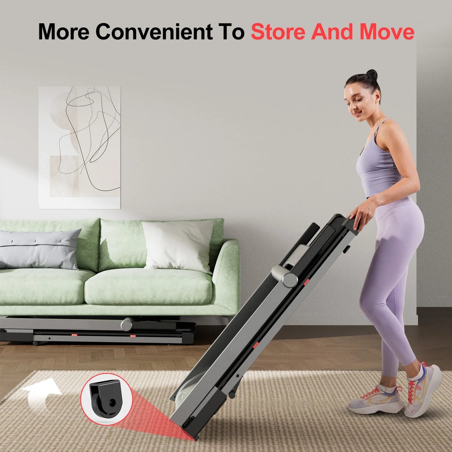 3.5HP Foldable Incline Home Treadmill – Walking Pad with Handlebar, 350LBS Capacity, Touch Screen & Smart App Data Monitoring