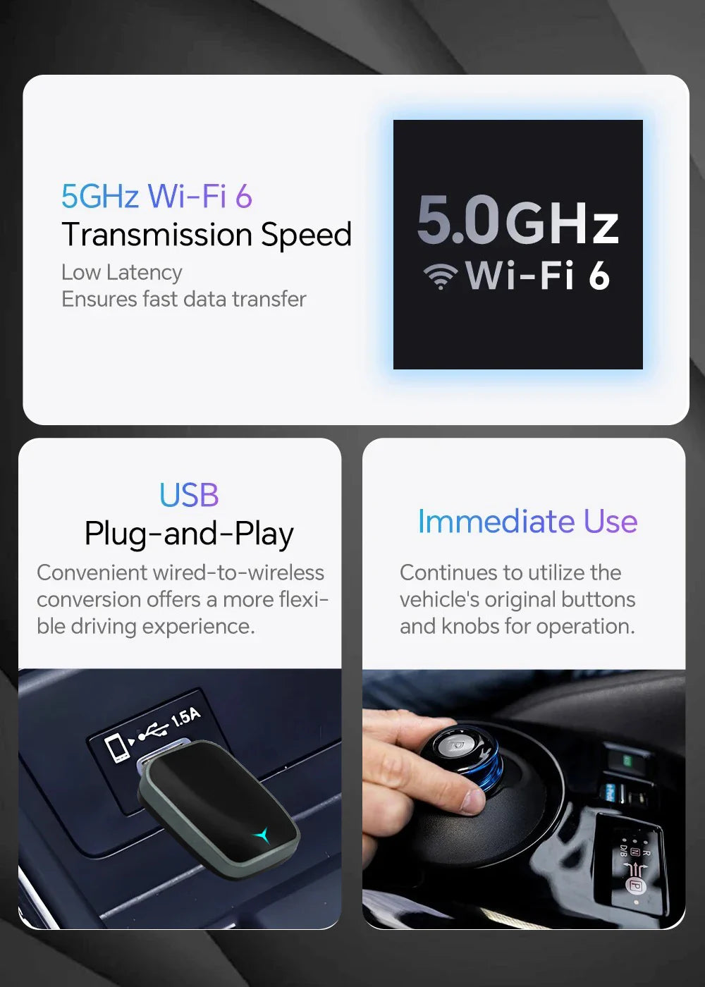 2025 2-in-1 Wireless CarPlay AI Box – Convert Wired CarPlay to Wireless with Android Auto, Plug and Play