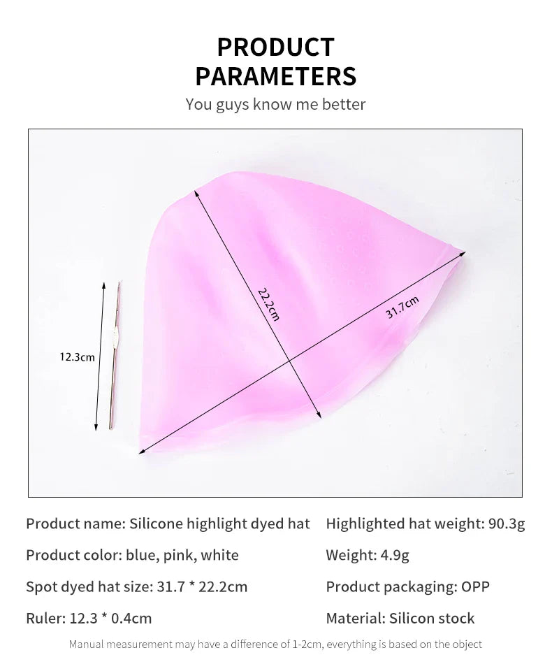 Silicone Hair Highlighting Cap with Hook Needle – Reusable Hair Dye Set for Salon & Professional Hair Coloring