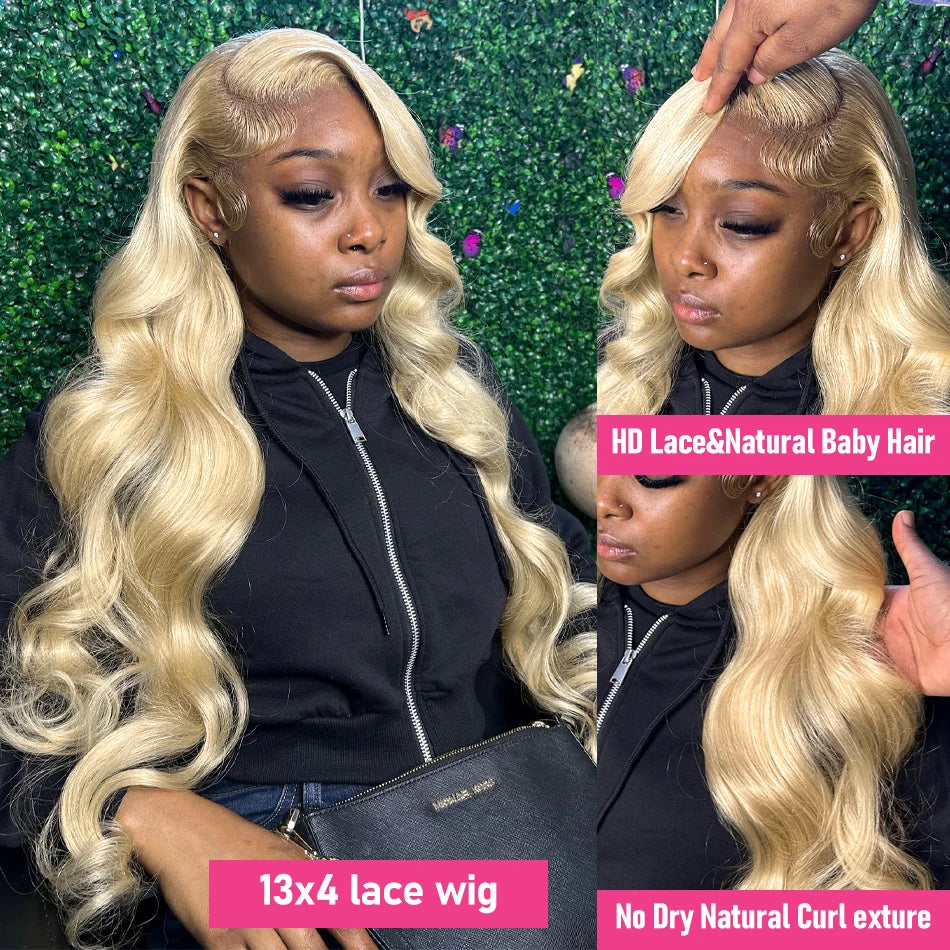 Melodie 34 Inch 613 Honey Blonde Color Wig - HD Transparent Body Wave 13x6 Frontal Human Hair Wig for Women, 13x4 Lace Front Wig