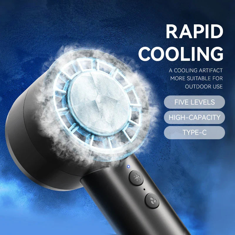 Silent High-Speed USB Handheld Fan – Portable Small Fan with LED Display, High Wind Power, and Cooling Air Conditioner Function