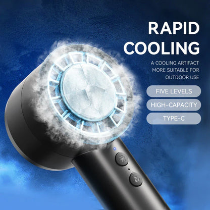 Silent High-Speed USB Handheld Fan – Portable Small Fan with LED Display, High Wind Power, and Cooling Air Conditioner Function