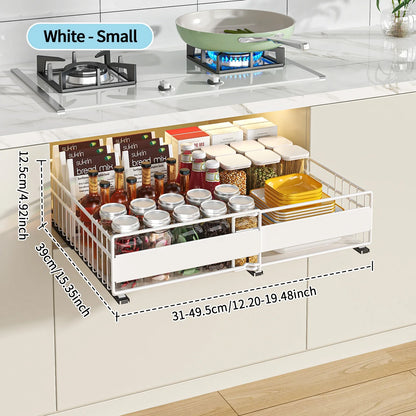 Retractable Kitchen Cabinet Organizer - Pull-Out Storage Rack for Pots, Dishes & Seasonings