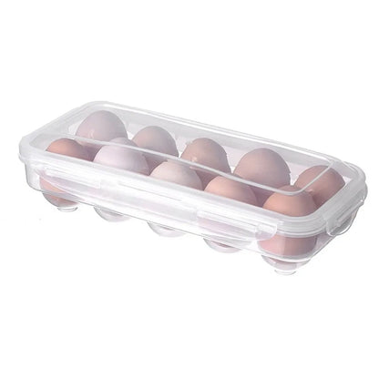 Egg Storage Box with Lid - Transparent Fresh Preservation Fridge Organizer 10/18 Grid Egg Holder Rack for Kitchen