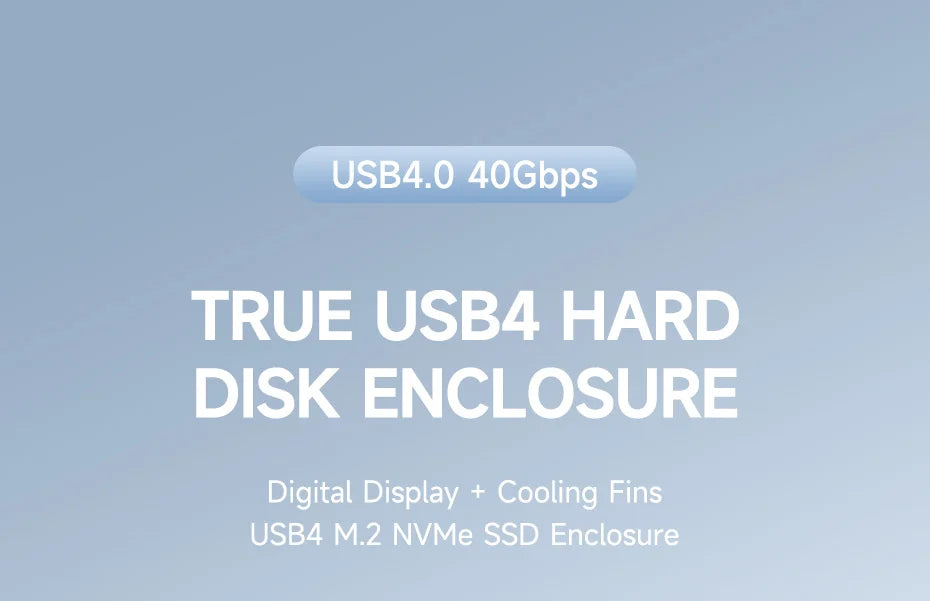 Hagibis 40Gbps USB4 M.2 NVMe SSD Enclosure – LED Display with USB4 Cable for Thunderbolt 4/3 & USB 3.2/3.1/3.0 B+M M-Key SSD Case