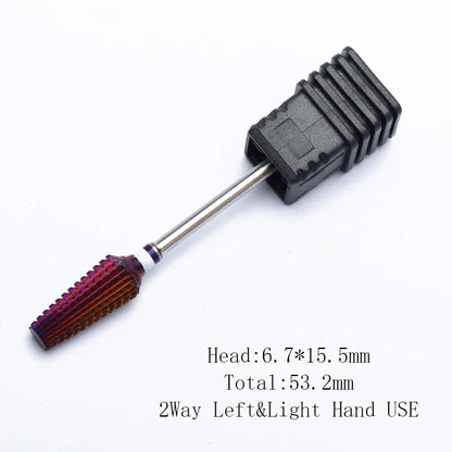Purple 5-in-1 Tapered Carbide Nail Drill Bits - Milling Cutter for Manicure, Gel & Acrylic Removal, Nail Accessories Tool