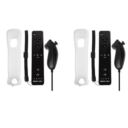 2-in-1 Nintendo Wii Controller Set | Wireless Remote Gamepad with Motion Plus Joystick & Silicone Case