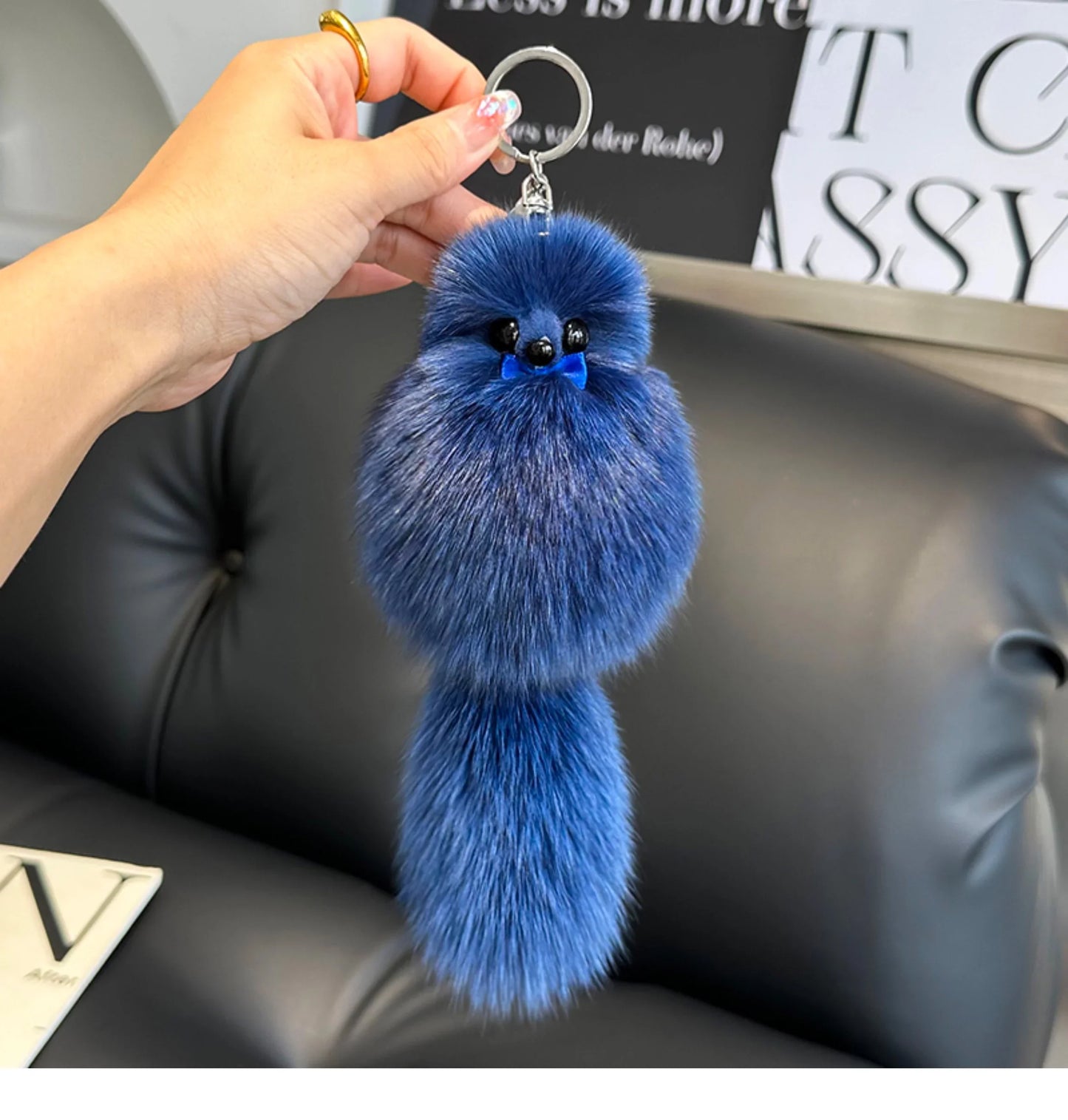 2024 Cute Real Fox Fur Plush Keychain – Pompom Bag Pendant & Car Key Ring Toy for Girls