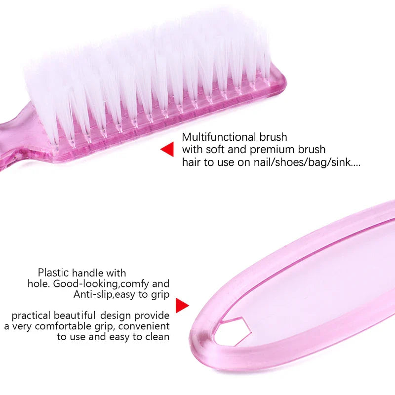 4PCS Transparent Nail Cleaning Brushes – Plastic Handle Pedicure & Manicure Scrub Brushes