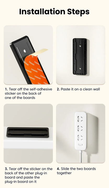 Toocki Punch-Free Wall-Mounted Power Strip Holder – Socket Fixer & Home Power Organizer for Kitchen & Office