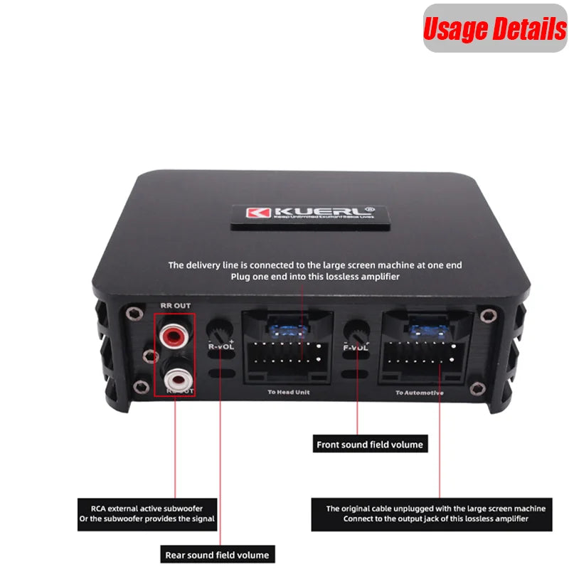 Class AB 4x60W Car Power Amplifier – Non-Destructive Installation DSP for Android Large Screen Car Audio Speakers