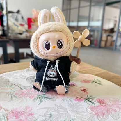 17cm Labubu Idol Dolls Clothes - Kpop EXO DIY Accessories, Cute Mini Plush FEAR Hoodie Se