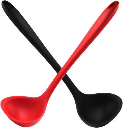 Silicone Soup Ladle with Long Handle – Non-Stick Heat Resistant Kitchen Spoon for Cooking, Serving & Home Use