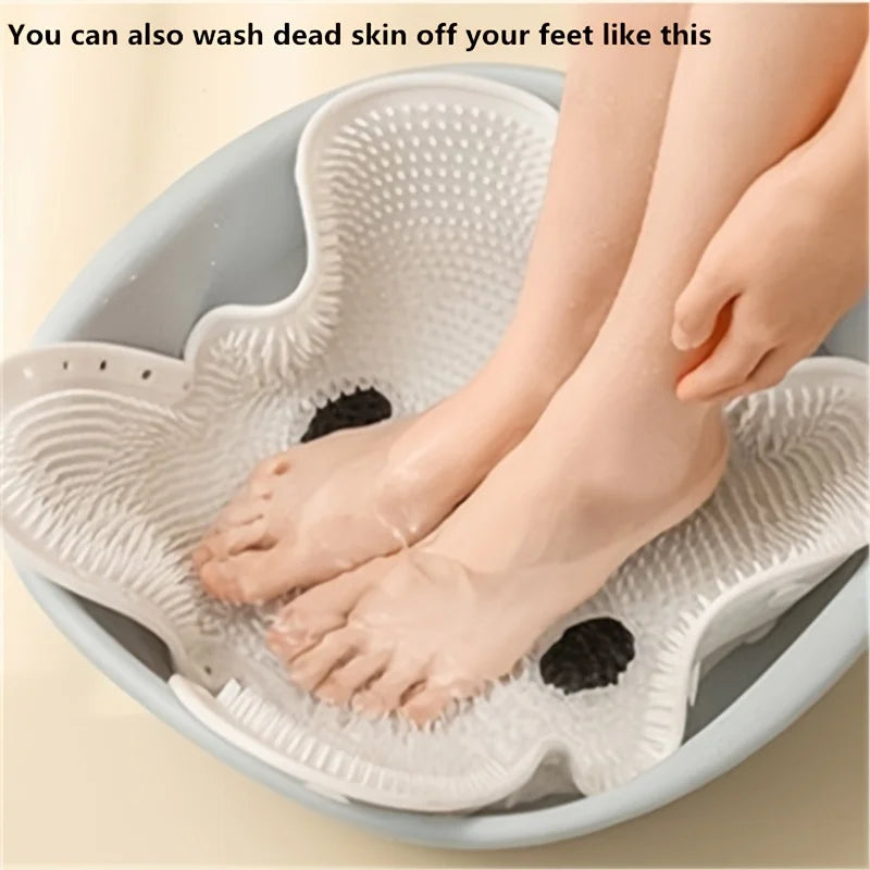 Rabbit Bathroom Anti-Slip Shower Mat – Circular Massage Foot Mat with Suction Cups, Foot & Back Scrubber