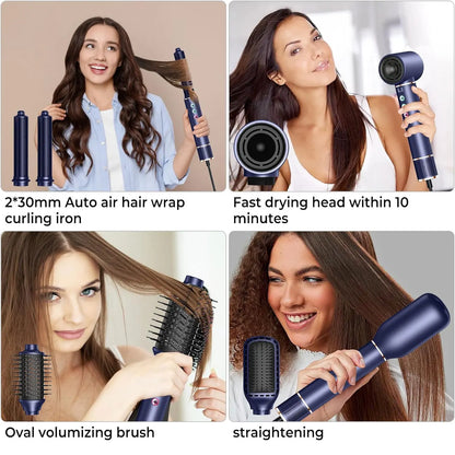 5-in-1 High-Speed Brushless Hair Dryer Brush – Negative Ionic Hot Air Styling Comb & Auto Hair Curler