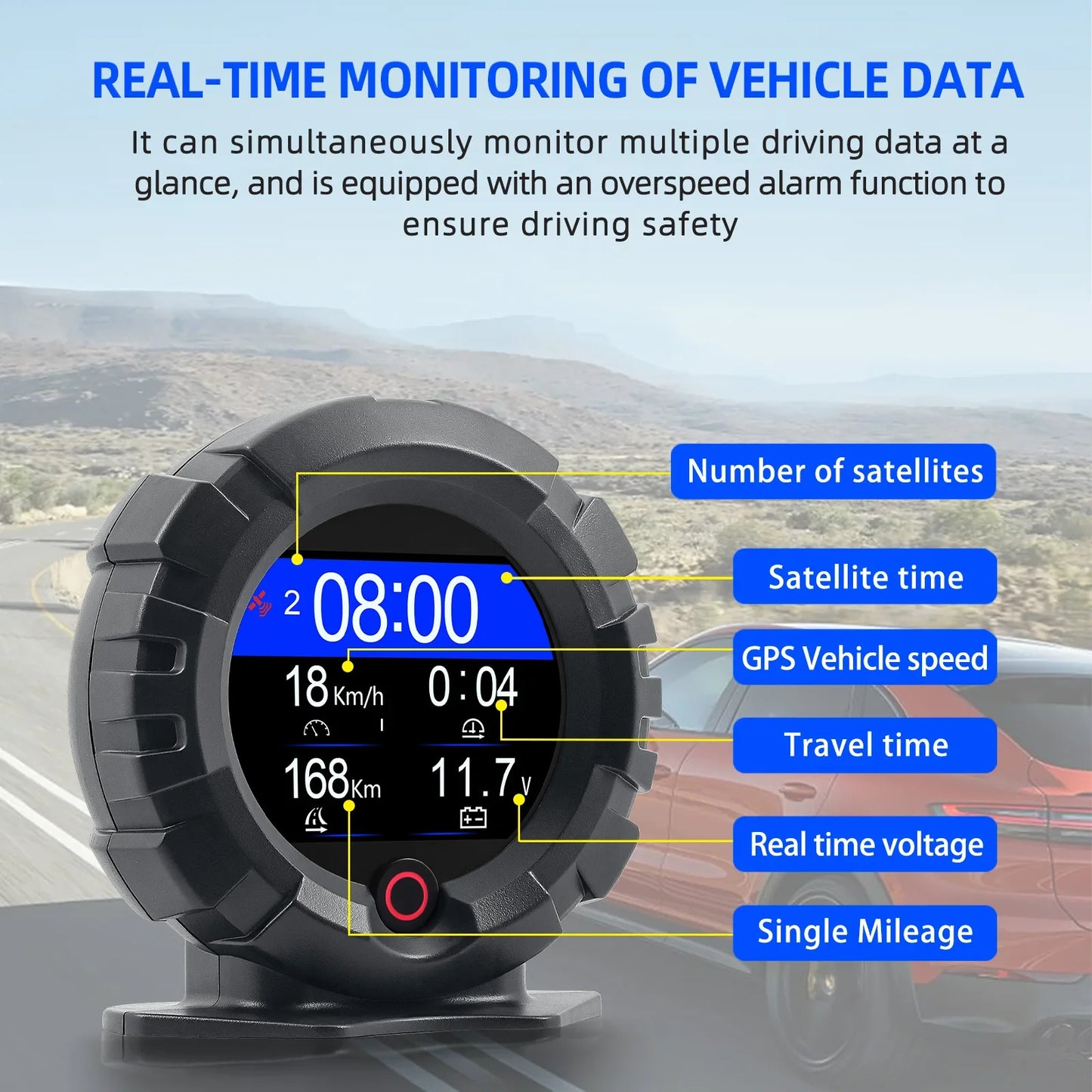 X95 Car GPS Digital Head-Up Display – Inclinometer Speedometer with Slope, Pitch, Altitude & Latitude Meter