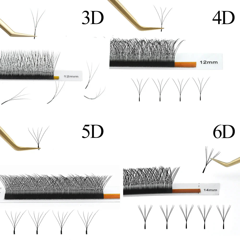 NAGARAKU W-Shape Bloom Eyelash Extensions – 10 Cases Premade 3D-8D Fans, Soft Natural Full-Density Lashes