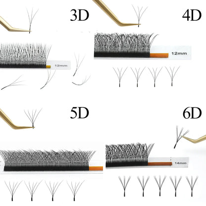 NAGARAKU W-Shape Bloom Eyelash Extensions – 10 Cases Premade 3D-8D Fans, Soft Natural Full-Density Lashes