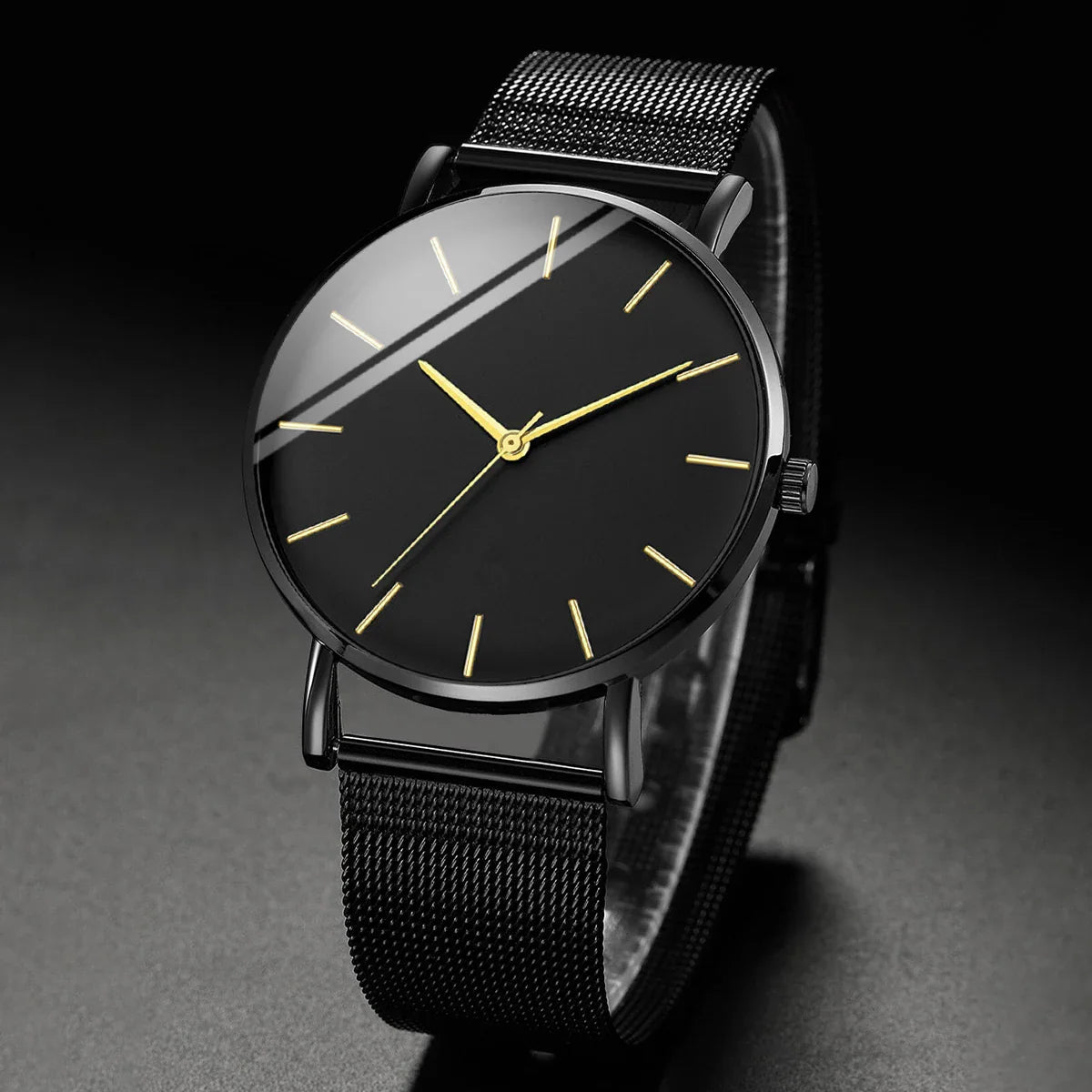 Men’s Ultra-Thin Quartz Watch – Fashion Business Stainless Steel Mesh Band Wristwatch