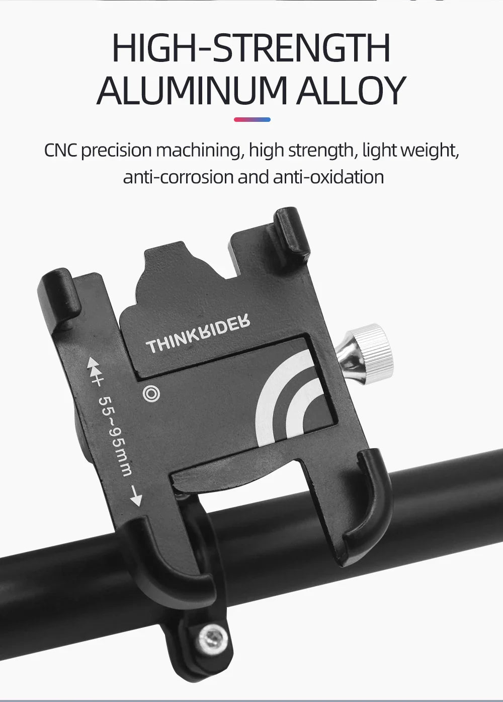 ThinkRider Anti-Vibration Bicycle Phone Mount for Mountain & Road Bikes – Navigation & Mobile Stand for E-Bikes