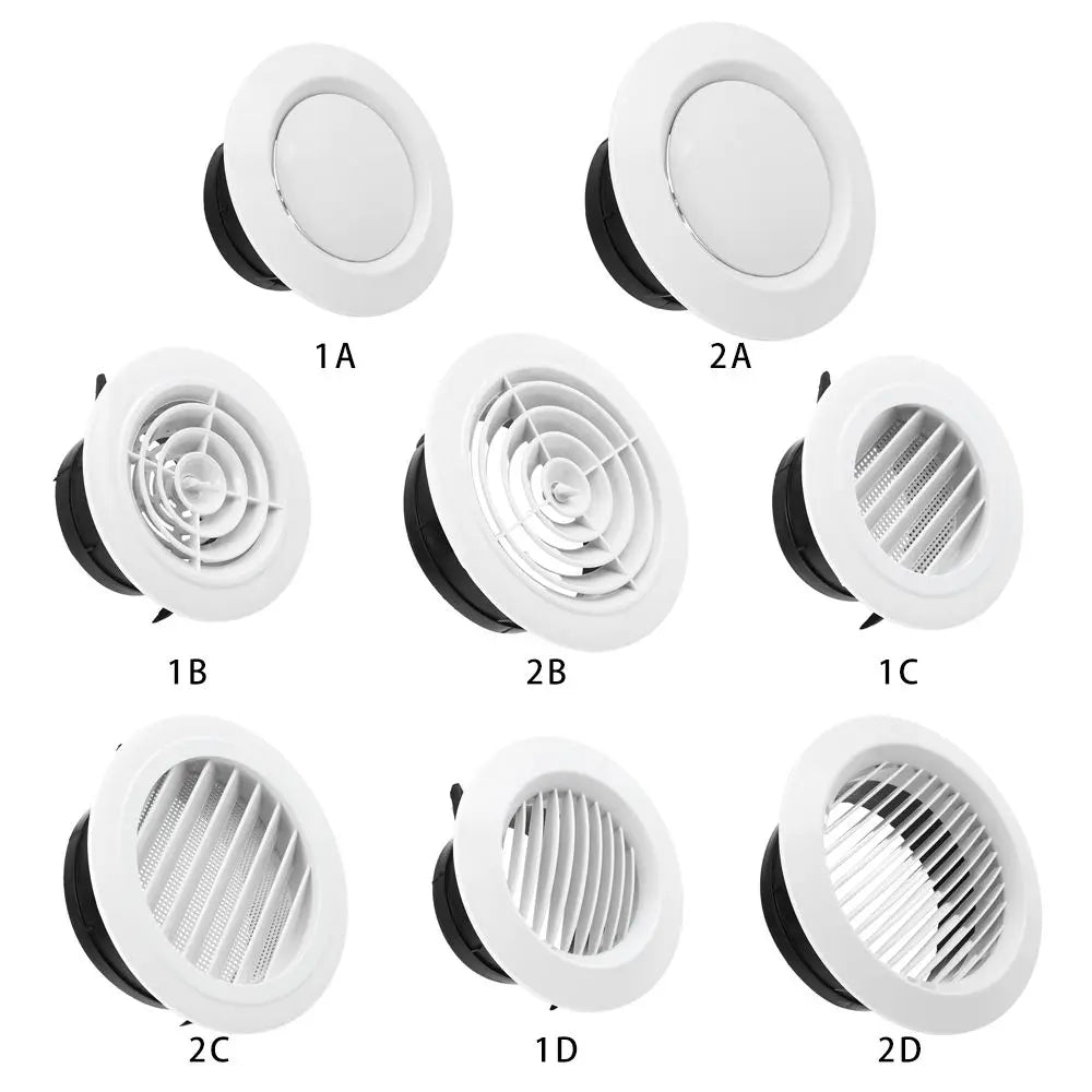 White Air Vent Extract Valve Grille – 100/150mm Round Ventilation Cover in 4 Shapes for Air Circulation