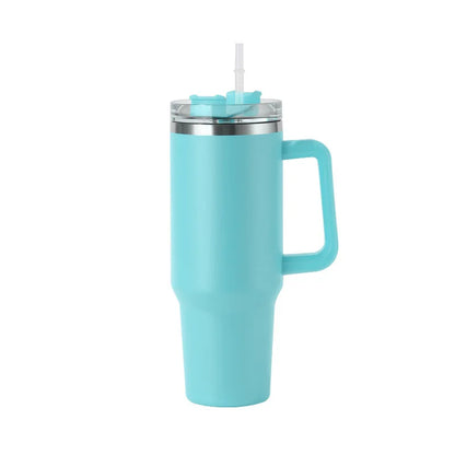 40oz Stainless Steel Insulated Water Bottle with Handle – Cold-keeping Tumbler with Lid, Straw, and Mug for Summer Outdoor Activities