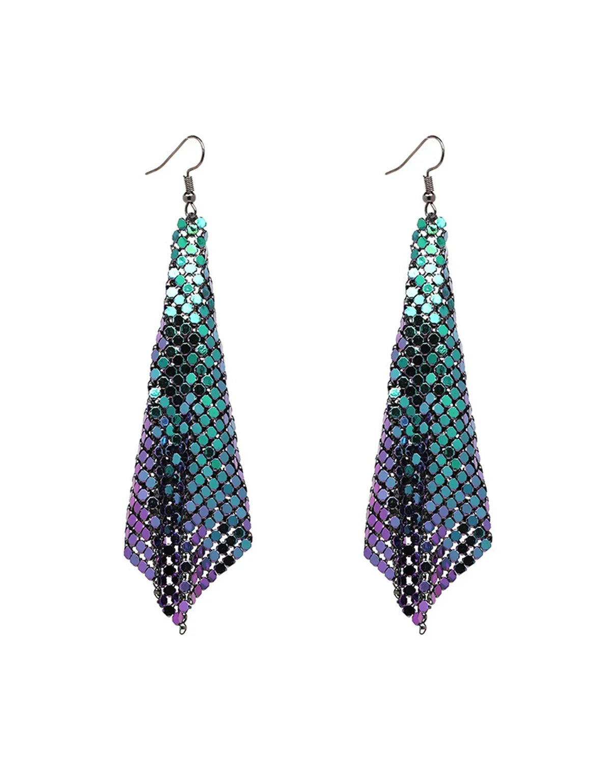 Women’s Metal Sequin Drop Earrings - Long Geometric Tassel Statement Jewelry for Wedding & Party Style