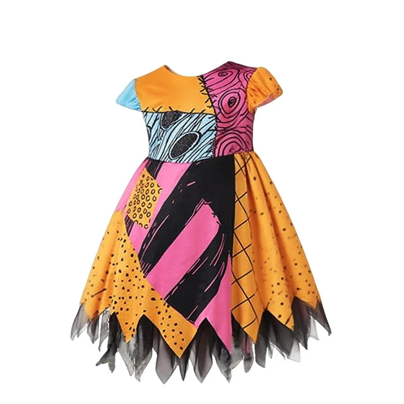 Jack Skellington & Sally Kids Costume - Halloween Cosplay Dress-Up Outfit for Girls & Boys