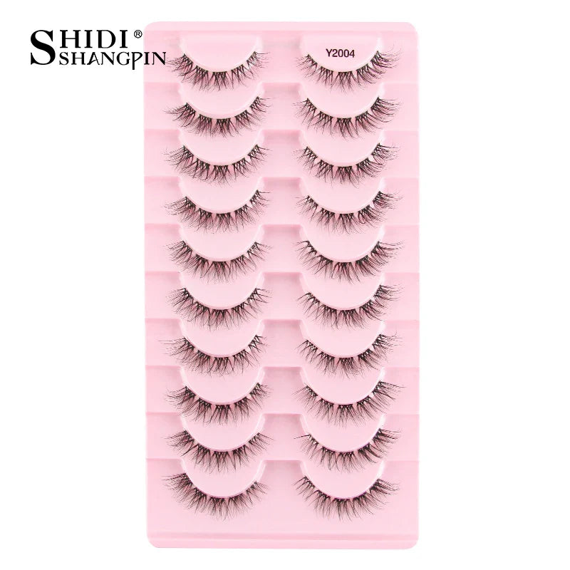 SHIDISHANGPIN 5/10 Pairs Cat Eye False Lashes – 3D Mink Half Lashes, Eyelash Extensions for Natural Makeup, Faux Cils Maquiagem